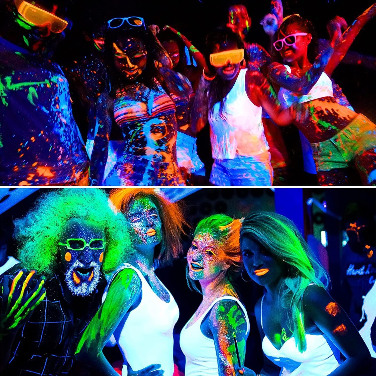 UV neon glow crowd dancing