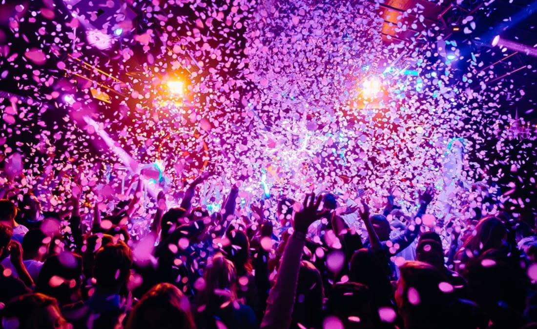 Confetti explosion over the dance floor