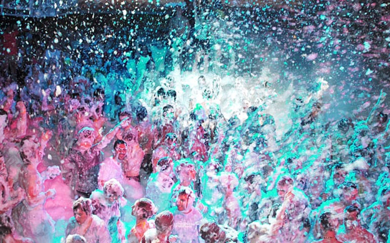 Foam splash under stage lights